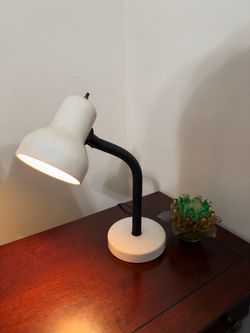 Vintage Flexible Goose Neck Desk Table Top Lamp Light White MCM