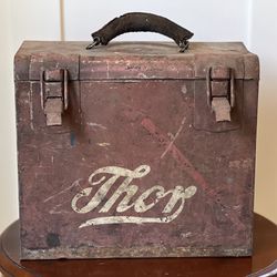 Vintage Thor-nado Electric Hammer Drill Metal Storage Box / Tool Box Garage Decor