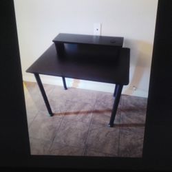 New Desk/Table 27.5"X 36" With Monitor Stand In Black