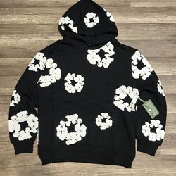 Size Medium Black And White Denim Tear Hoodie