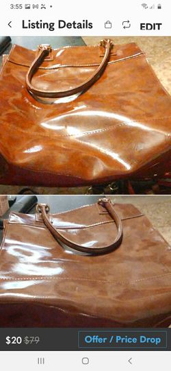 Brown Leather Tote Bag Estee Lauder