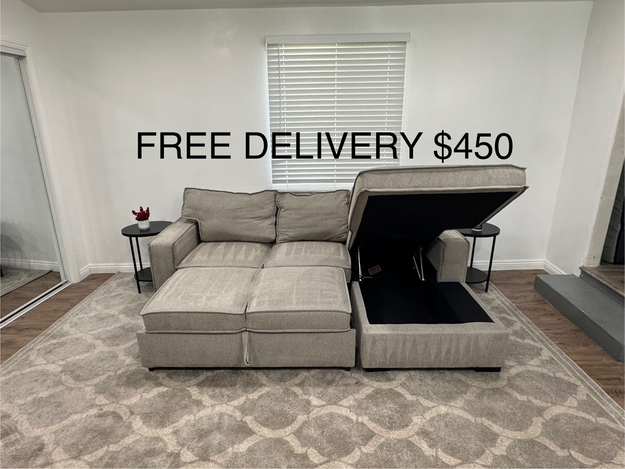 FREE DELIVERY - Grey Bobs Sleeper sectional sofa