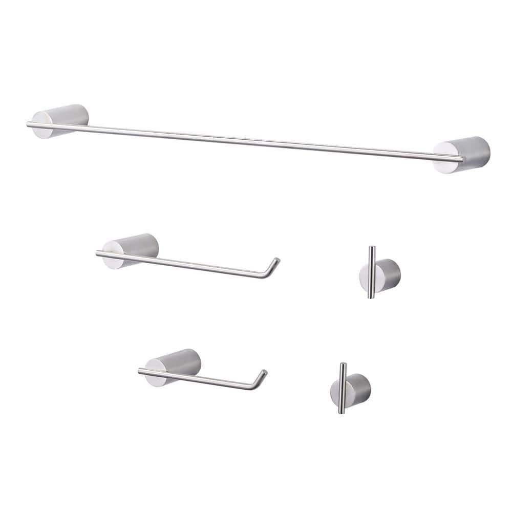 5-Piece Bath Hardware Set Accessory Included Towel Rack&Toilet Paper Holder&Towel Hook