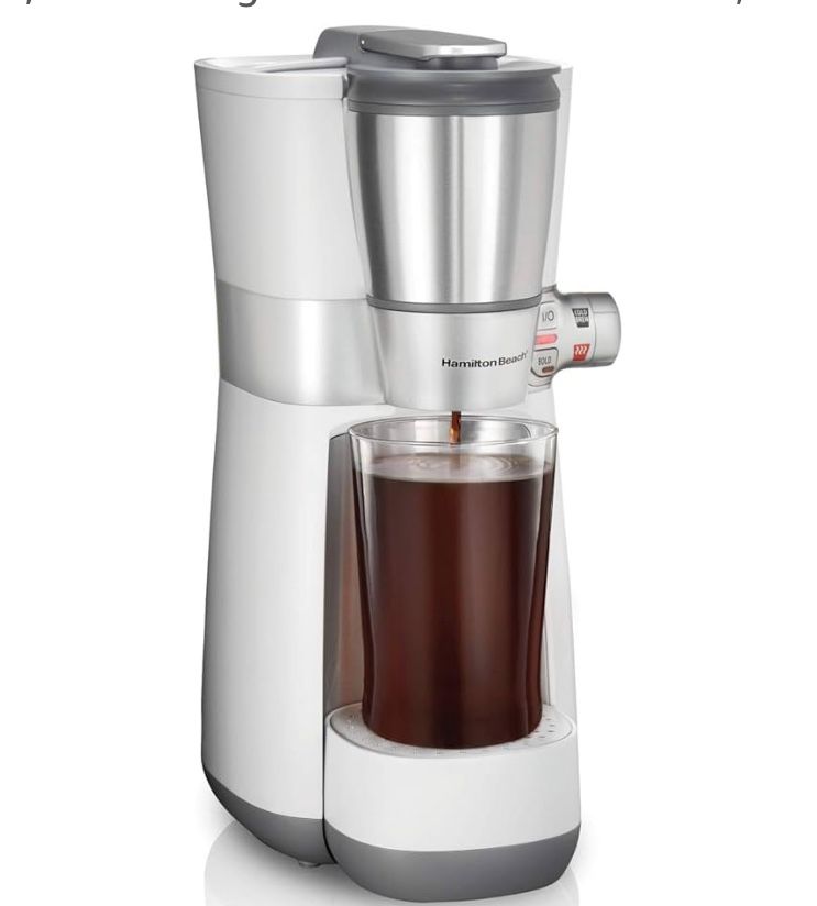 BRAND NEW IN BOX Hamilton Beach Convenient Craft Rapid Cold and Hot Brew Coffee Maker, 16 oz. Single Serve Grounds Brewer, White (42500)