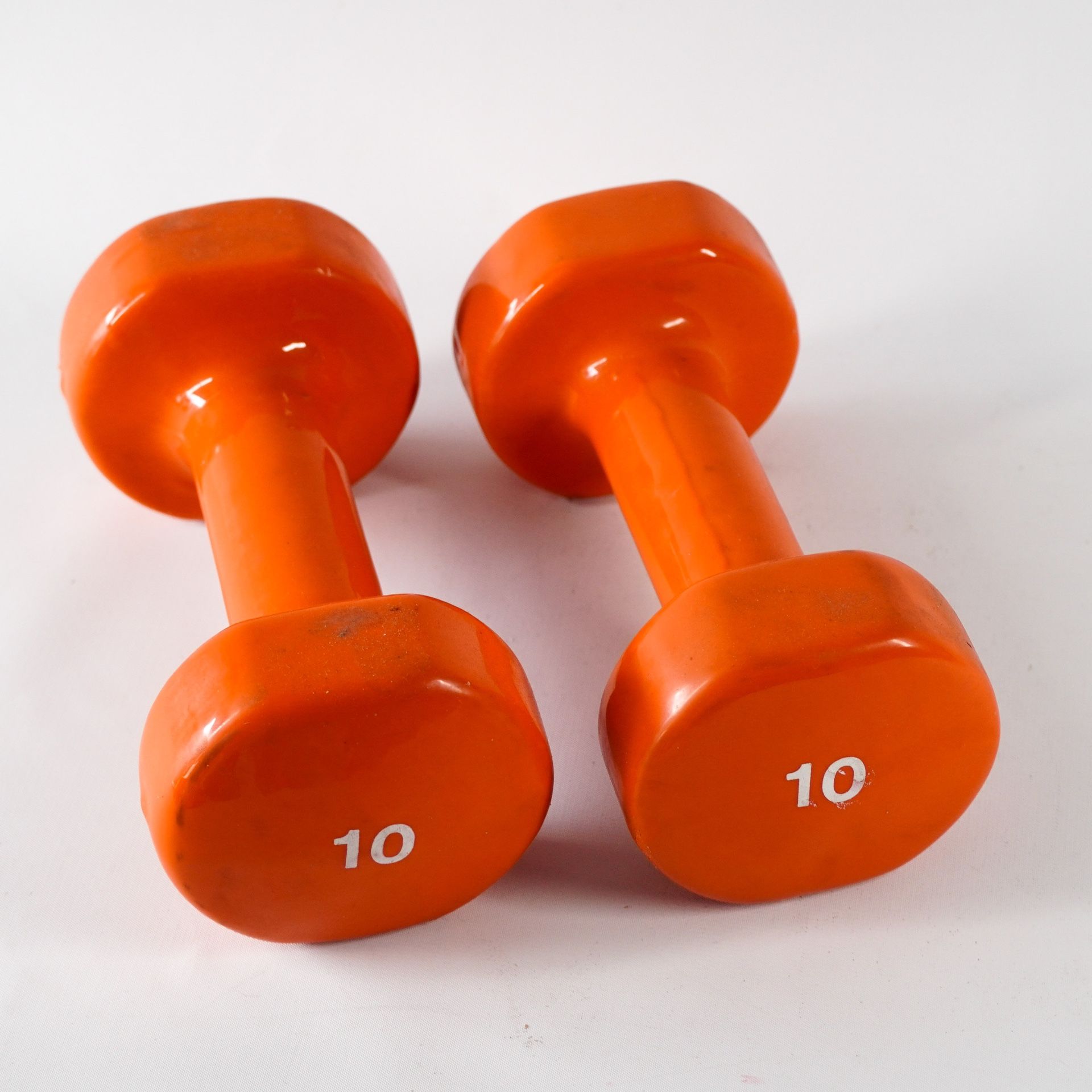 2X 10lb Orange Dumbbell Weights Exercise Equipment Fitness Gym Gear