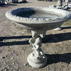 New Birdbath Made Out Of Cement 