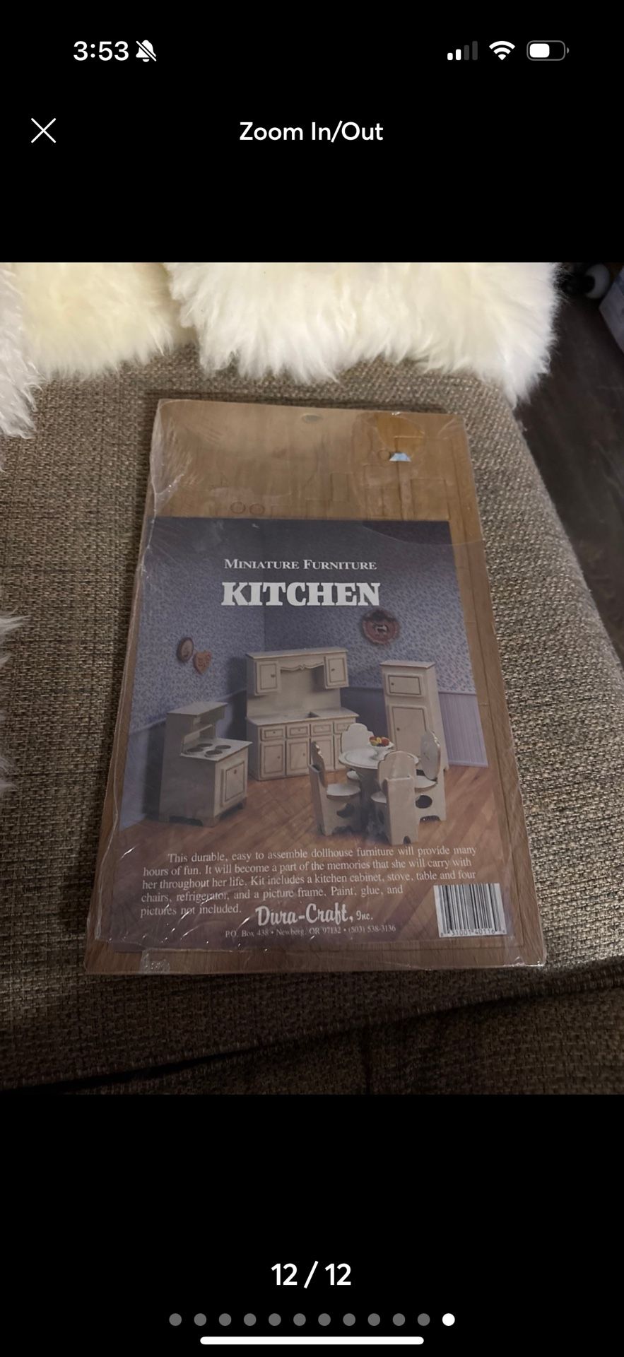 Vintage Dura Craft Wood Miniature Doll House Furniture Kit For Kitchen