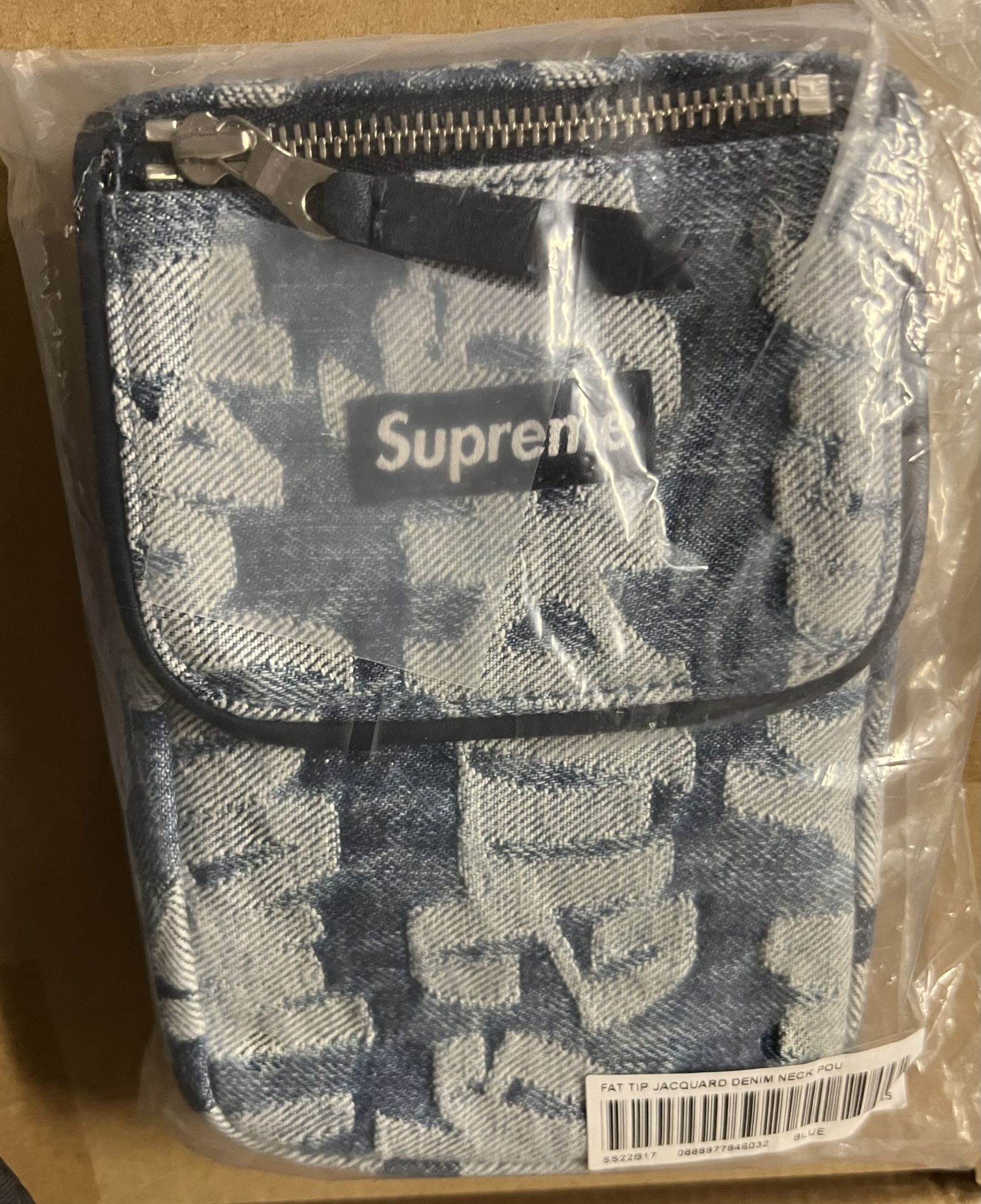 Supreme Fat Tip Jacquard Denim Neck Pouch Supreme Denim Shoulder Bag