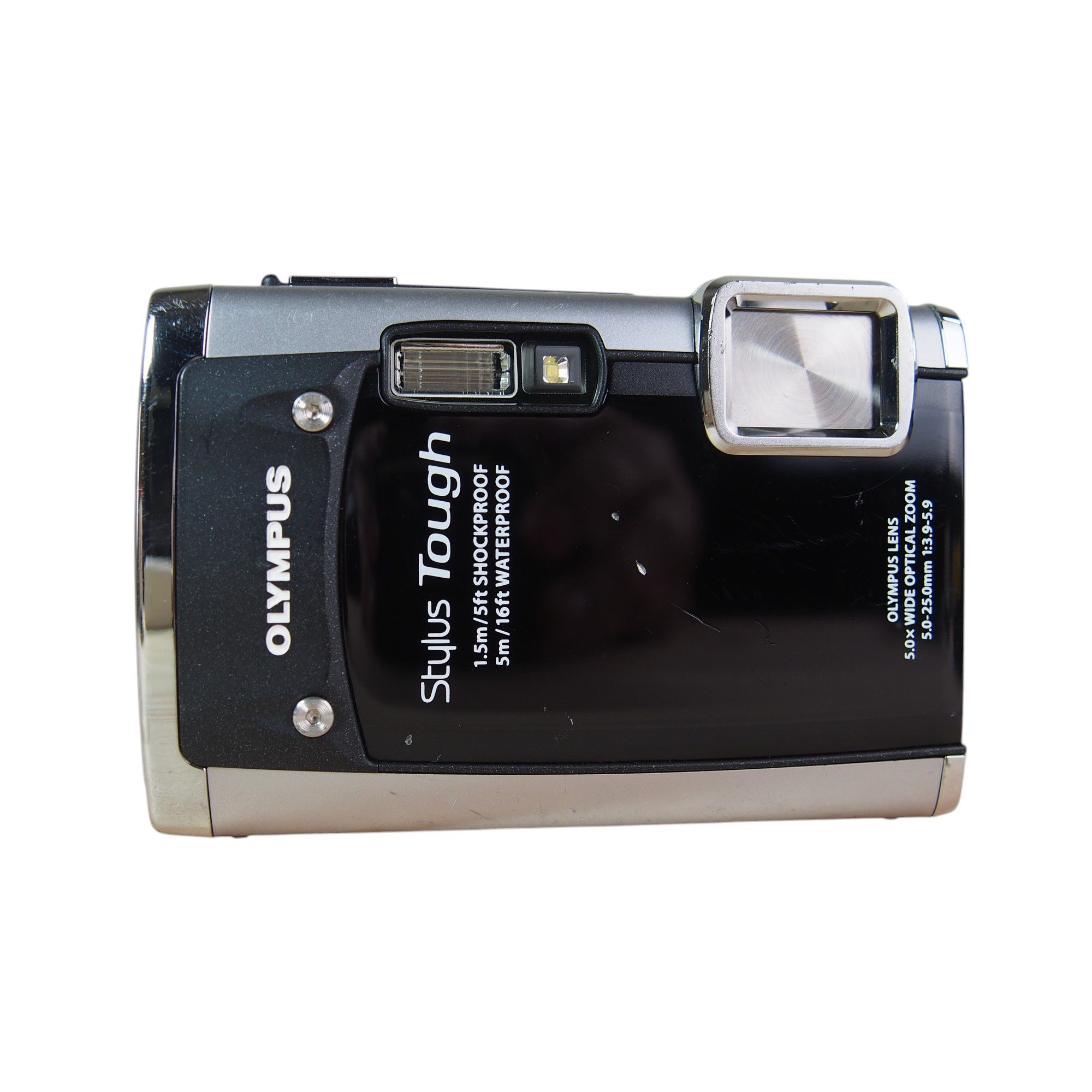 Olympus Stylus Tough-6020 14.0MP Digital Camera Bundle w/Charger + Battery + 8GB Comes with: Camera Charger 8GB Memory Card / SD Card Battery Wrist St