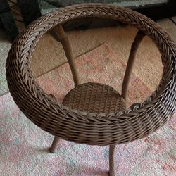 Brown Wicker Coffee Table.