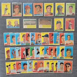 1958 Topps Baseball Card Lot of 50 Total DIFFERENT Baseball Cards HOF ALL STAR TEAM MID GRADE 
