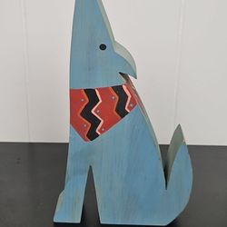 Vintage 88 VanDenAvyle Design Folk Art Wood Carving of Howling Coyote