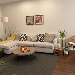 Sectional Sofa - White Fabric