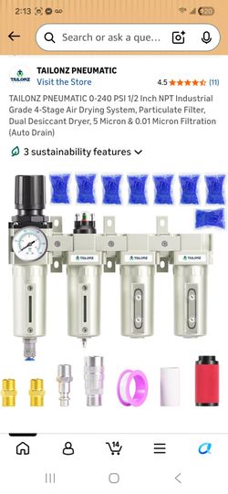Brand New In Box 0-240 PSI 1/2 Inch NPT Industrial Grade 4-Stage Air Drying System