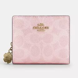 Brand New - Coach Powder Pink Snap Wallet Cherry Blossom