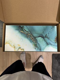 AQUA CORAL MARBLE  With Gold wall stickers 24 Pack