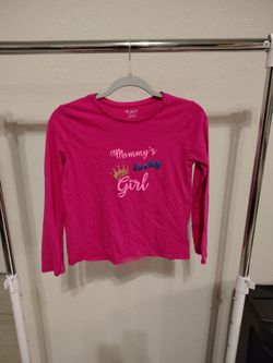 the children's place long sleeve shirt, hot P I N K, for girls, size XL(14), glittered "mommy's lucky girl"