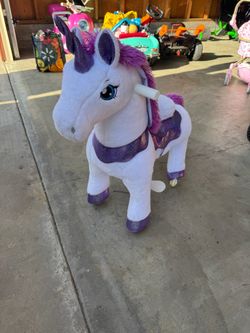 Kids Ride-On Plush Unicorn Toy