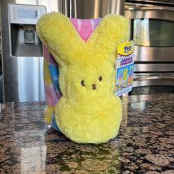 Peeps Yellow Easter Bunny Plush & Blanket Throw Set NEW 2022