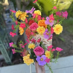 A Pair Of Multicolor Artificial Flowers, Yellow, Red, Purple, Garlands for Wedding, Special Event, Birthday, Party Decorations 