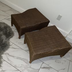 Crate and Barrel Wicker Ottoman Footstool set of two