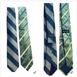 Lot of 2 Men's Silk Ties - Massimo Dutti & Preswick Moore - Striped EUC