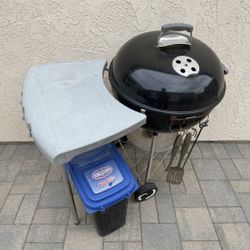Weber Charcoal Grill with Table + Kingsford Kaddy