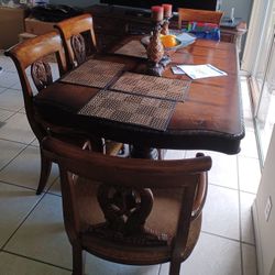 VINTAGE FRENCH HAND CRAFTED WOOD DINING TABLE 