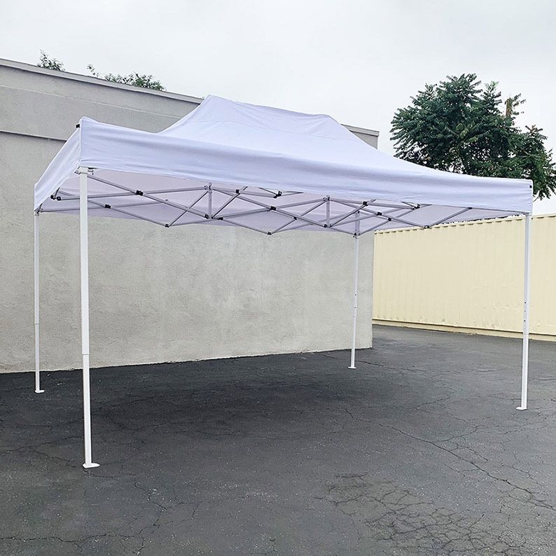 $145 (New in Box) Heavy-duty 10x15 ft outdoor ez pop up canopy party tent instant shades w/ carry bag (white, blue)