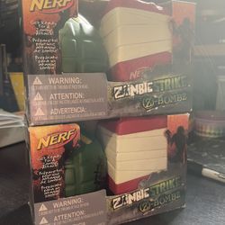 RARE! Nerf Zombie Strike Z-Bombz Foam Football Mini Nuke Grenade & Brick