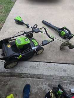 GreenWorks mower edger and blower