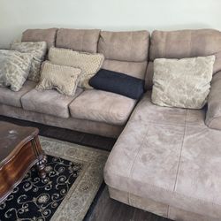 Tan L-Shaped Sectional Couch 