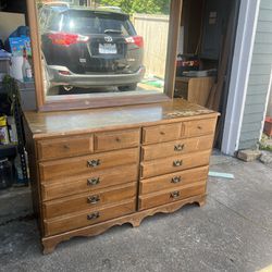 Wooden Dresser With Mirror 48”/19”/30” 