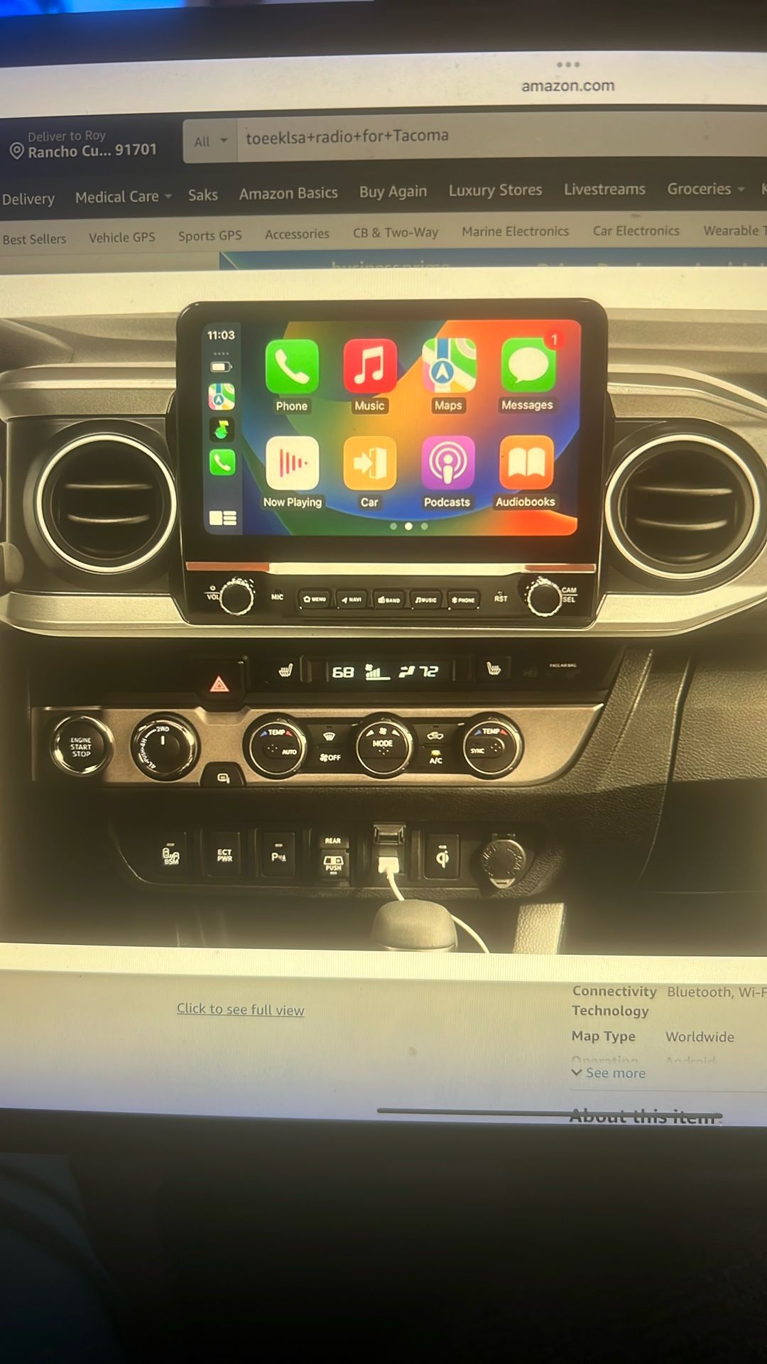 NEW Toyota Car Radio. Tacoma 2016 thru 2022 Stereo Upgrade Wireless Carplay & Android Auto 10.1” Touch Screen WiFi GPS BT FM/AM Support JBL