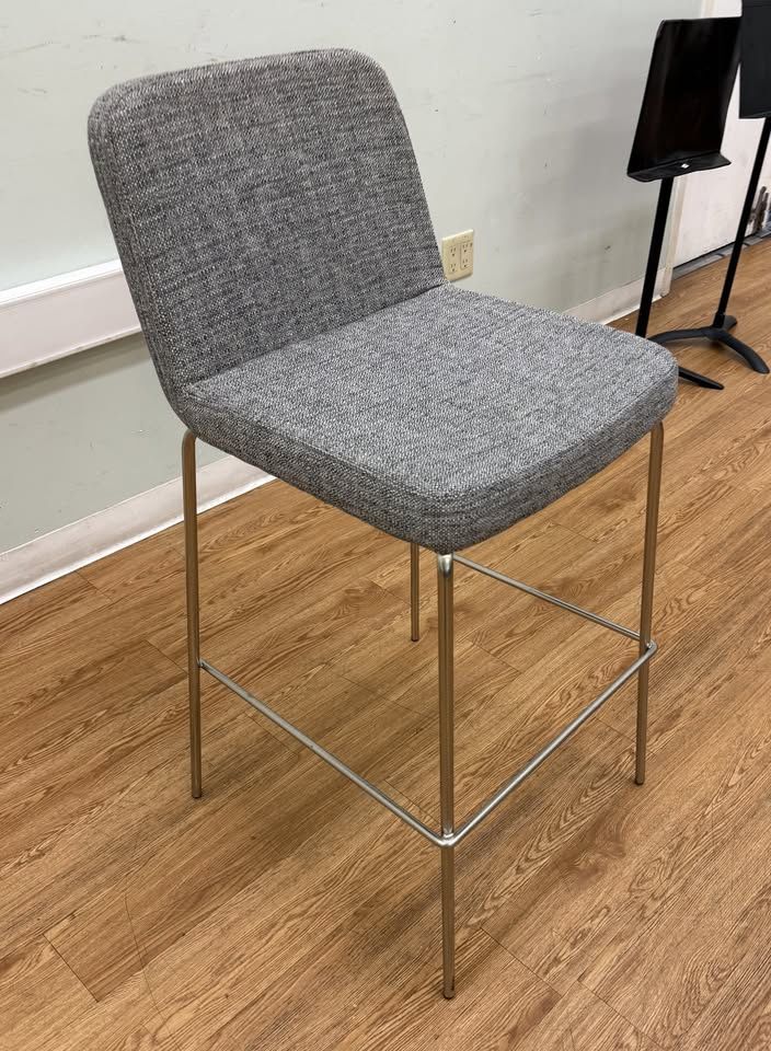 CB2 Charlie Grey Upholstery Bar Stool Chai