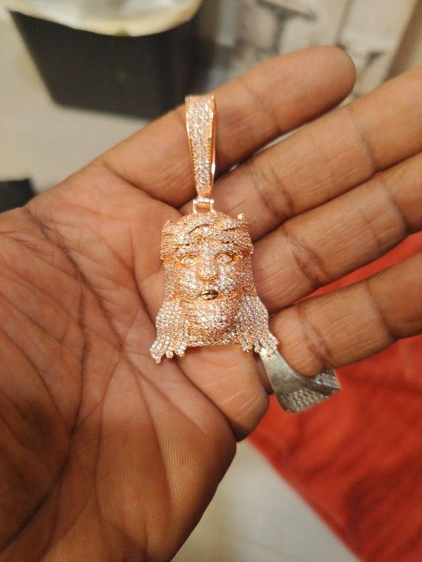 Rose Gold Jesus Charm