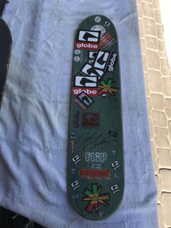Autographed skateboard
