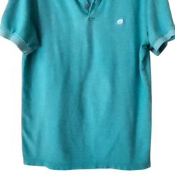 Banana Republic Mens L Cotton Pique Heather Turquoise Blue Golf Polo Shirt Prep