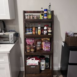 Rustic Wooden Kitchen Storage Shelf With Drawer 