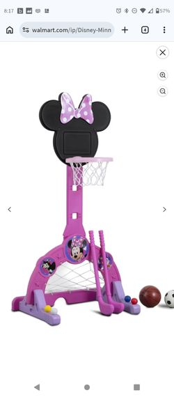 Disney Minnie Mouse 4-in-1 Sports Center – Adjustable Basketball Hoop, Soccer/Hockey