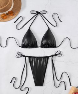 2 piece leather swim set