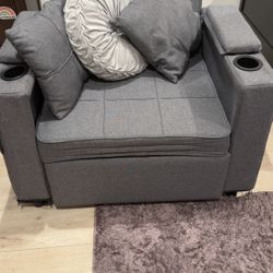 Sleeper Chair,Convertible Sleeper Sofa Chair,Pull Out Sleeper Chair with Adjustable Backrest,Multi-Functiona Lounge Chair for Living Room(Gray)