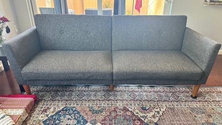 Modern Gray Sleeper Sofa / Convertible Futon – Clean & Stylish