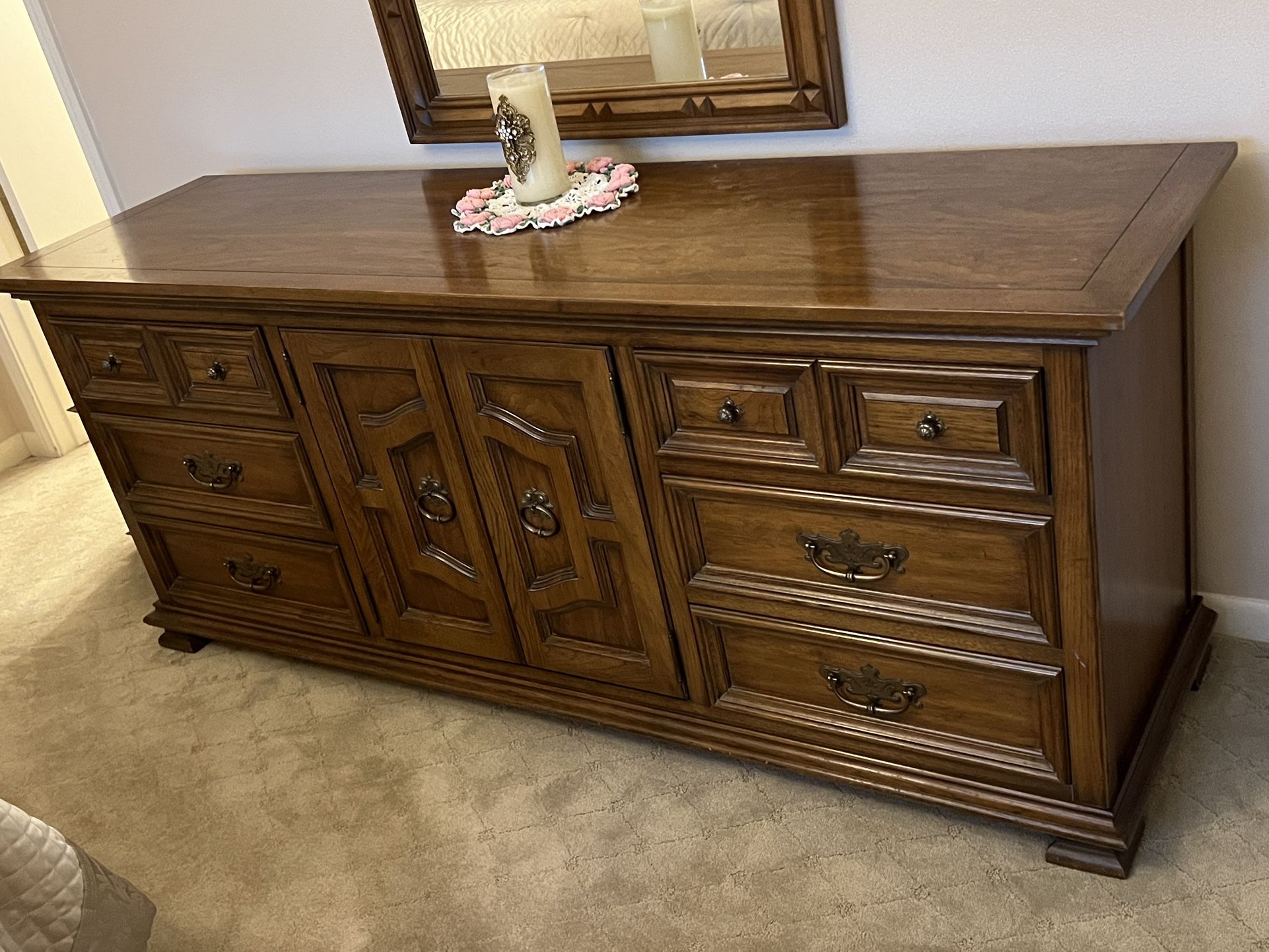 Unique “Monterey” Thomasville Furniture Chest of Drawers and Mirror.