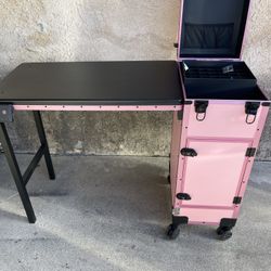 Rolling Portable Manicure Table With Drawers And Keys