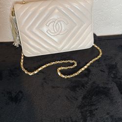 Chanel White Quilted Crossbody Bag