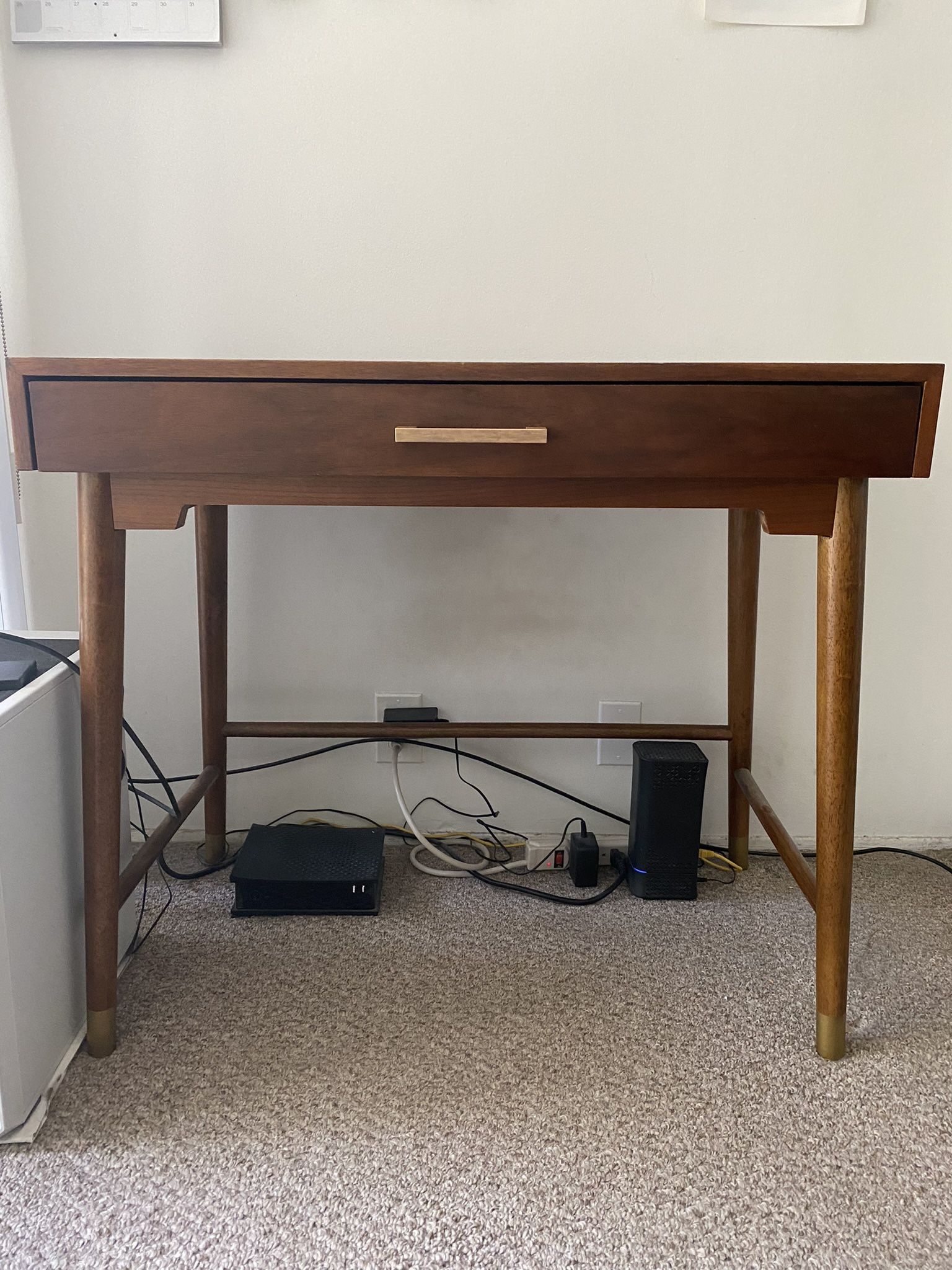 Walnut and Gold Metal Zola Desk