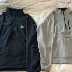 Two Carhart Half Zip Fleece’s Size L