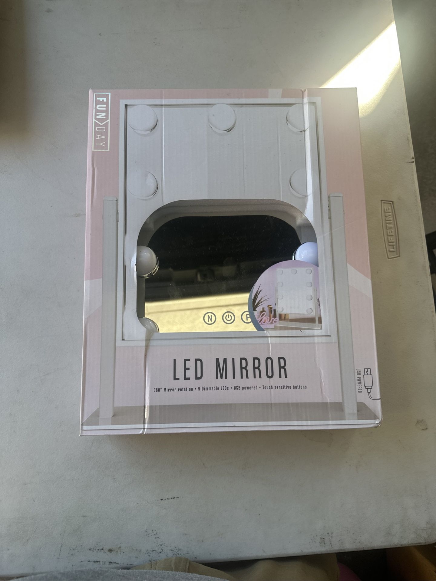 Vanity Mirror with Lights, Hollywood Vanity Makeup Mirror with 9 Dimmable LED Bulbs, 3 Color Lighting Modes, Detachable , 360°Rotation,White