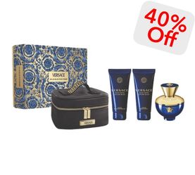 Versace Dylan Blue, Eau De Parfum Set. 4 Pieces gift set for women.